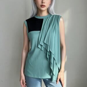 Robert Rodriguez Green Black Sleeveless Knit Top Medium